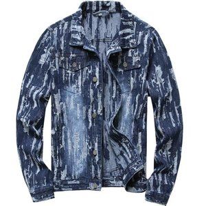 New Blue Ripped Denim Jacket Coat
